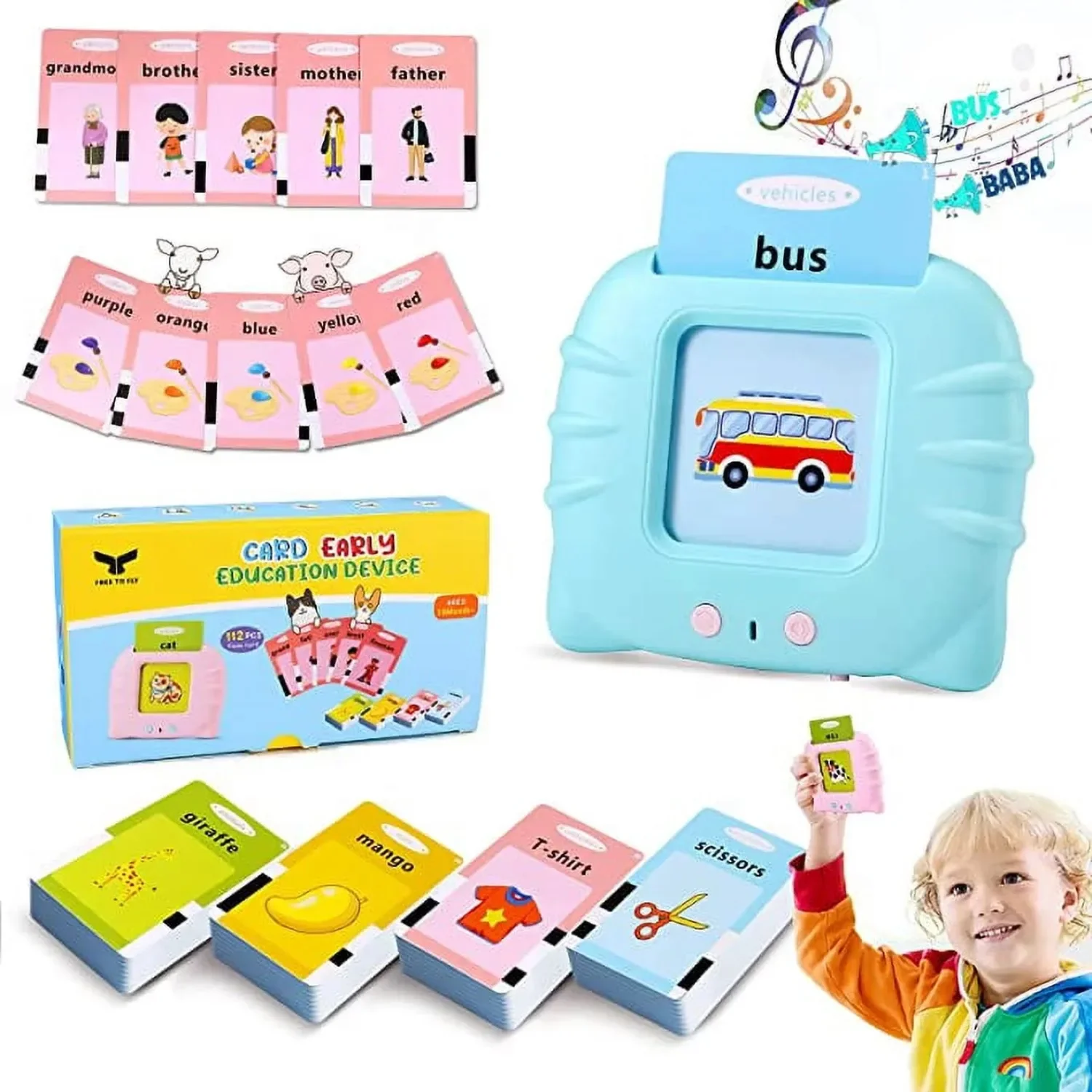 Talking Flash Cards Learning Toys for 1-6 Year Old Boys Girls Speech Therapy Toys Toys Preschool 224 Sight Words with Sound