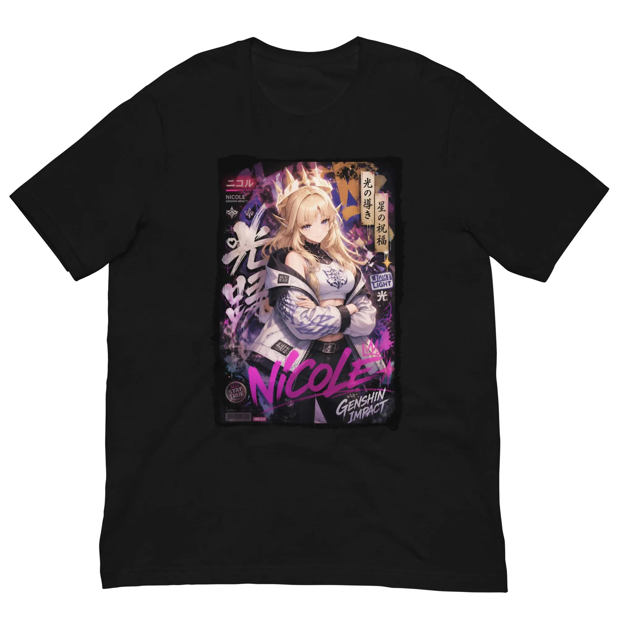 Genshin Impact Nicole Anime Graffiti Graphic T Shirt Hexenzirkel Waifu Cotton Streetwear Oversized Tee