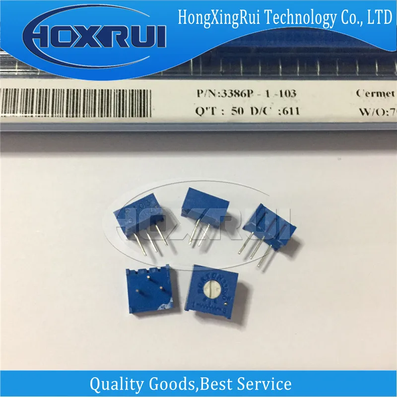 5 PCS/LOT,3386P-1-103LF,DIP,Trimmer,  Through Hole Cermet Trimmer Resistor with Pin Terminations, 10K 10% 0.5W(1/2W) 100ppm