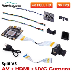 Hawkeye 4K FPV Camera Split V5 HDMI Output UVC AV Camera 6-24V Input for RC FPV Racing Drone