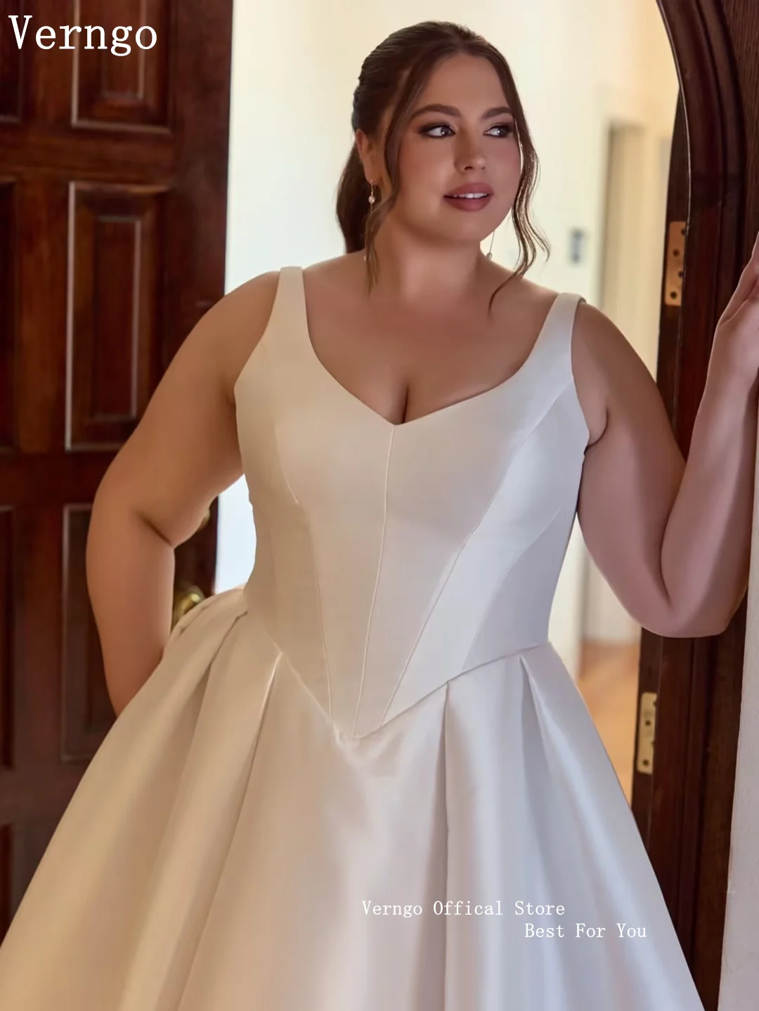 Verngo Plus Size Spaghtti Straps Wedding Dress Satin Princess Royal Floral Bridal Gownsvestido feminino casamento 2027Customzied