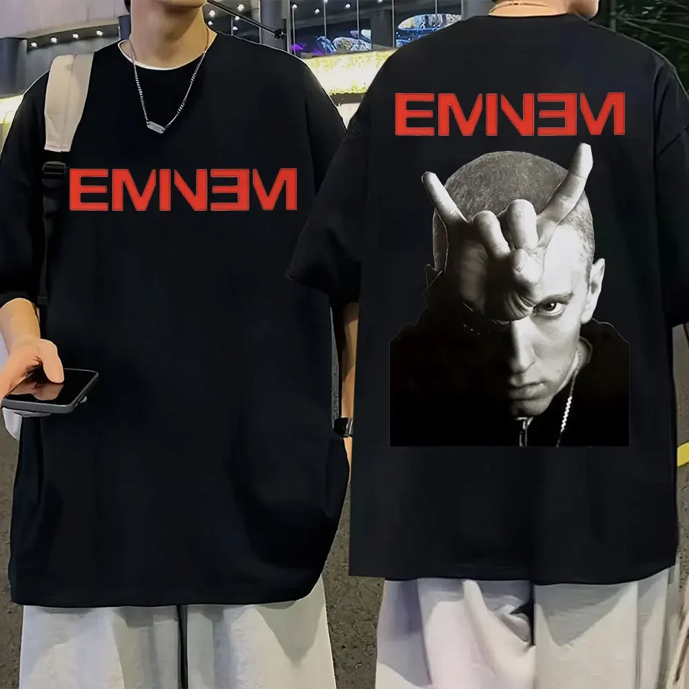 Rapper Eminem Music Album T Shirt World Tour Gift for Fan Graphic T-shirt Men Women Vintage Oversized classic Tshirts Streetwear