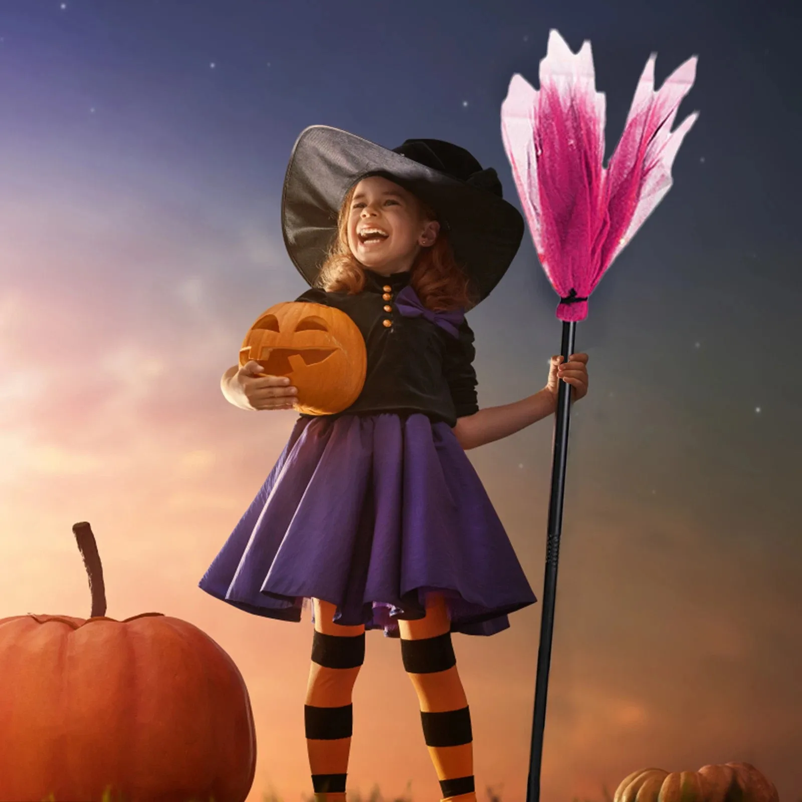 مكنسة الهالوين الساحرة للأطفال البلاستيكية التأثيرية عصا المكنسة الطائرة صور الدعائم لملحقات أزياء الهالوين التنكرية