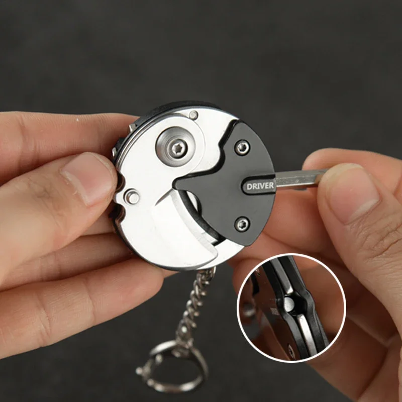 Keychain Screwdriver Multifunctional Hexagon Coin Outdoor EDC Tool Hexagon Folding Coin Knife Pocket Fold Mini coltello Gear Pee