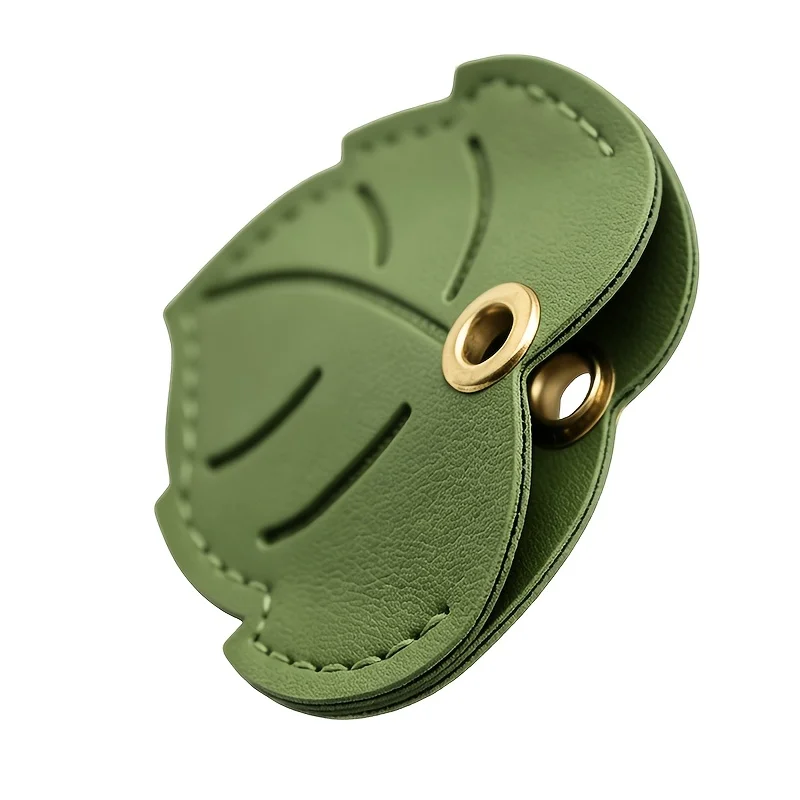Cute Green Maple Leaf PU Keychain Card Cover – Fits Access Card, ID, AirTag & Bus Pass. Anti-Lost, Compact & Portable.