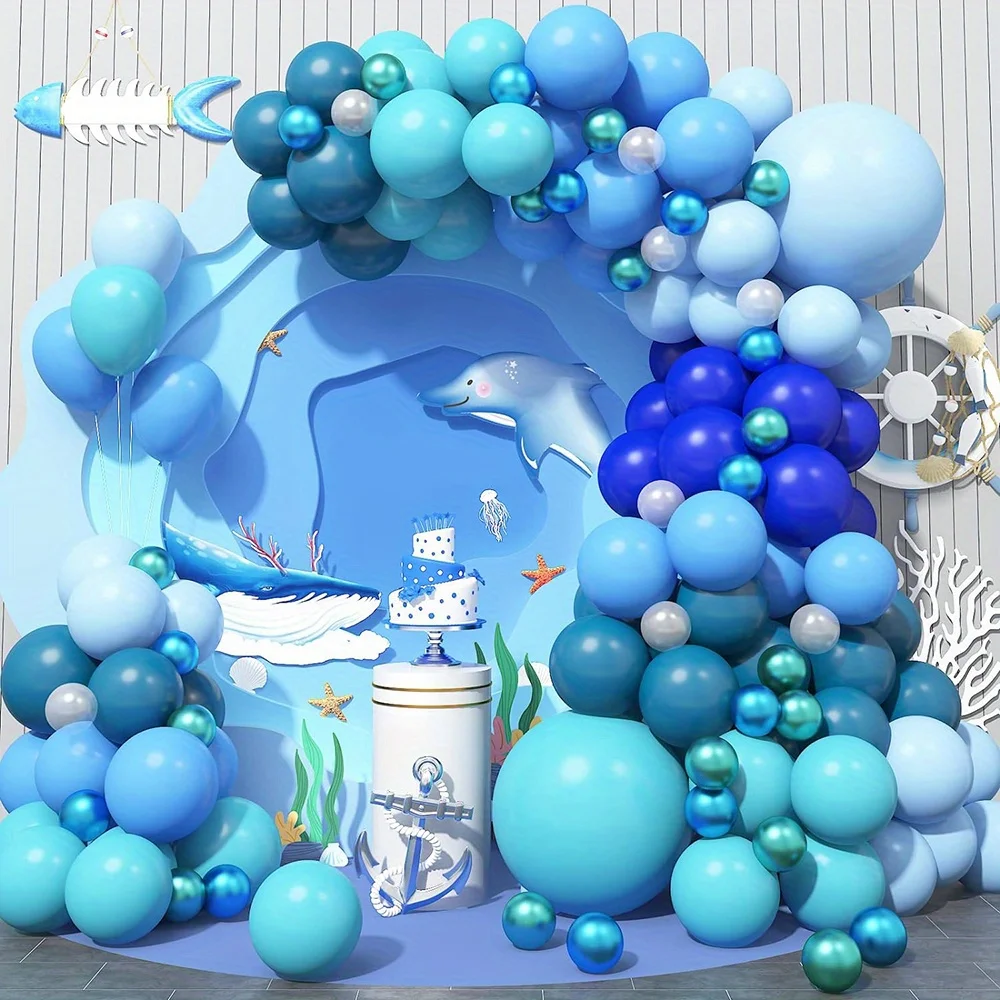 127PCS Marine-themed Balloon Wreath Arch Kit for Birthdays and Summer Parties, Suitable for Indoor and Outdoor Decor