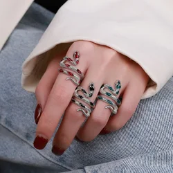 Snake Winding Open Ring For Men And Women Fashion Niche Personalized Ring Hip-hop Party Stainless Steel Jewelry Gift