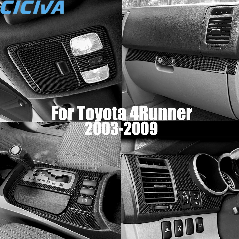 Real Carbon Fiber Car Accessories Gear Shift Set Trim Cover Soft Sticker For Toyota 4Runner 2003 2004 2005 2006 2007 08 09