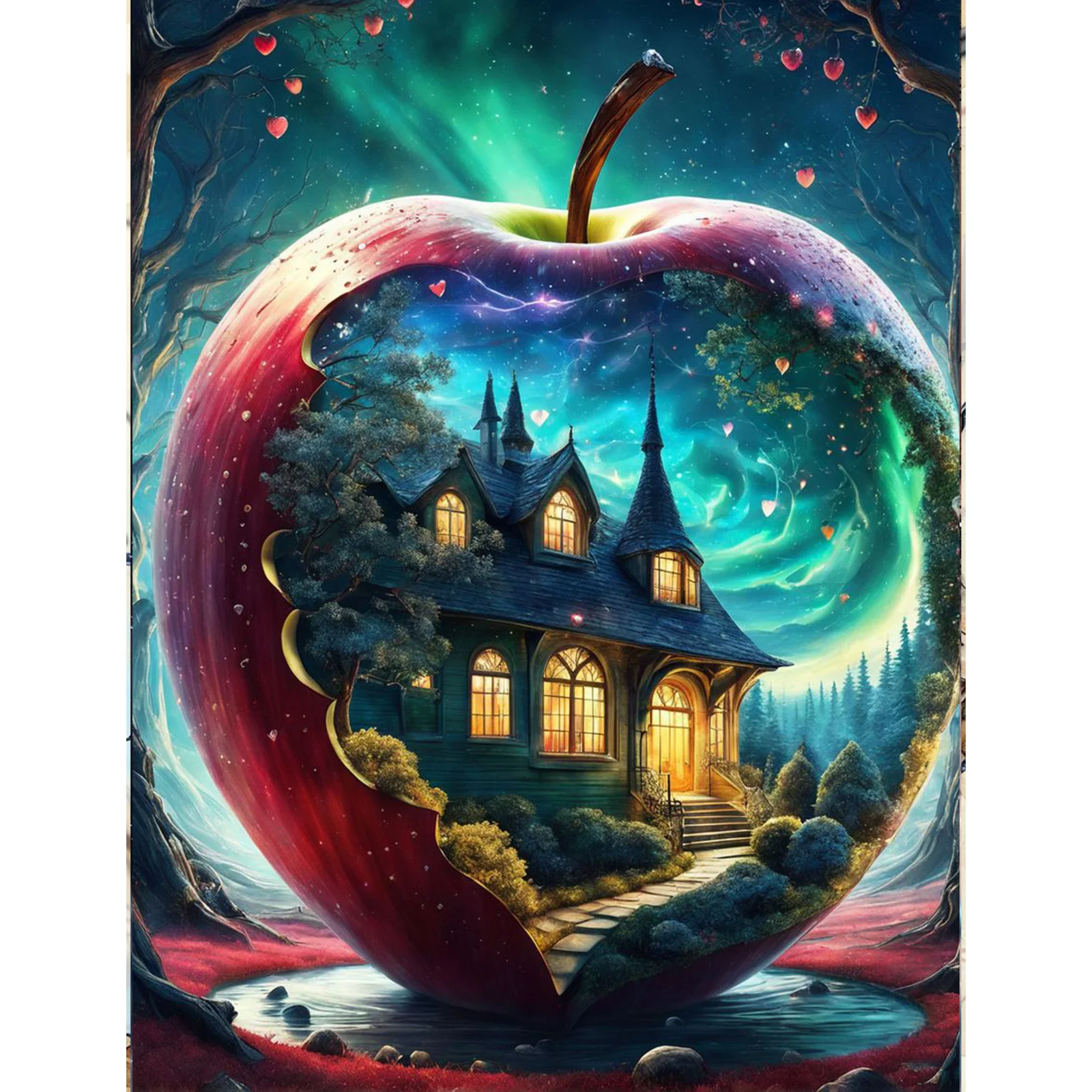 

1pc 5D Diamond Art Painting, Round Rhinestone Apple Full Rhinestone DIY Diamond Art Painting, Decorative Painting 15.75*19.6in