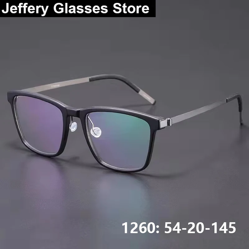 

Denmark Brand 1260 Men Square Glasses Frame Fashion Designer Acetate Titanium Eyeglasses Vintage Horn Eyewear Spectacle Office