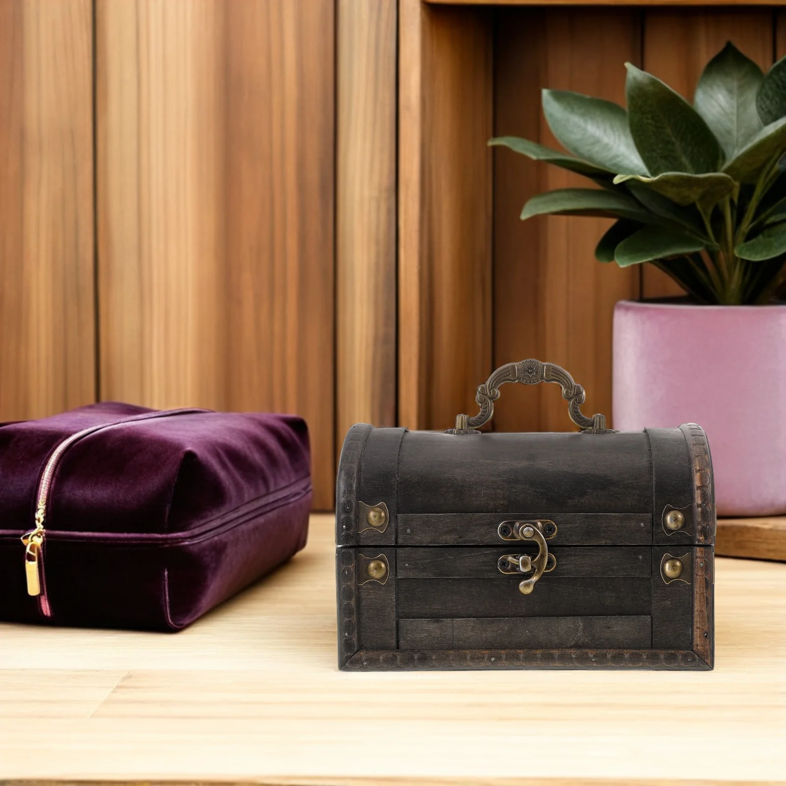 

Vintage Jewelry Box Wooden Keepsake Chest Ring Compartment Rustic Trinket Organizer Storage For Women Girls Party Favor Decor