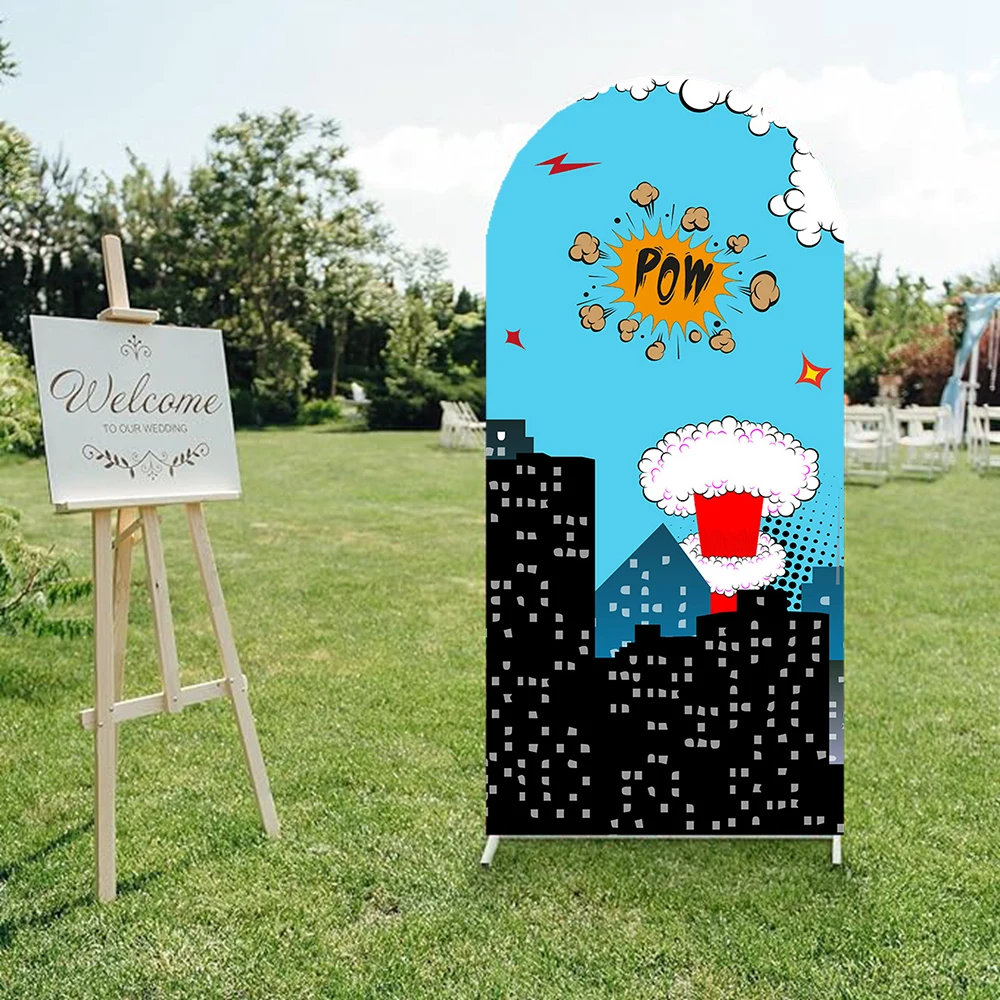 خلفية قوسية مخيطة على الوجهين من Mochicka لتزيين كعكة استحمام الطفل، دعامات استوديو لخلفية أبطال المدينة