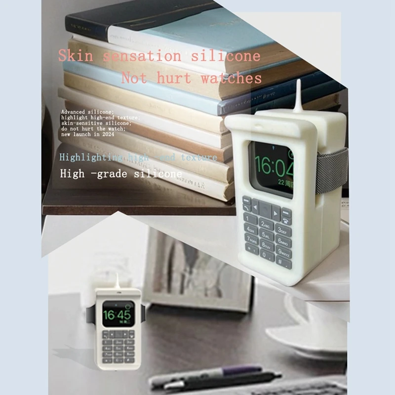Silicone Charging Holder Dock For Apple Watch Charger Stand Retro Computer Pattern Charging Base C