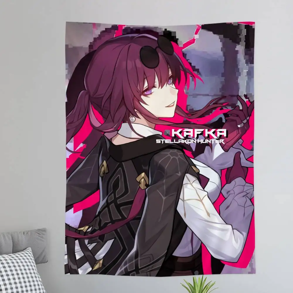 Honkai Star Rail Anime Kafka Anime Tapestry Hippie Flower Wall Carpets Dorm Decor Wall Hanging Home Decor