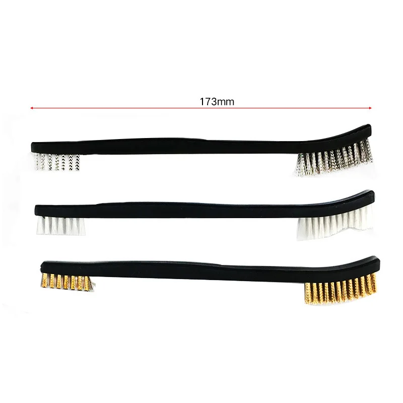 3pcs/lot Mini Wire Brush Set Steel Brass Nylon Cleaning Polishing Detail Metal Rust Brush Cleaning Brush Tool