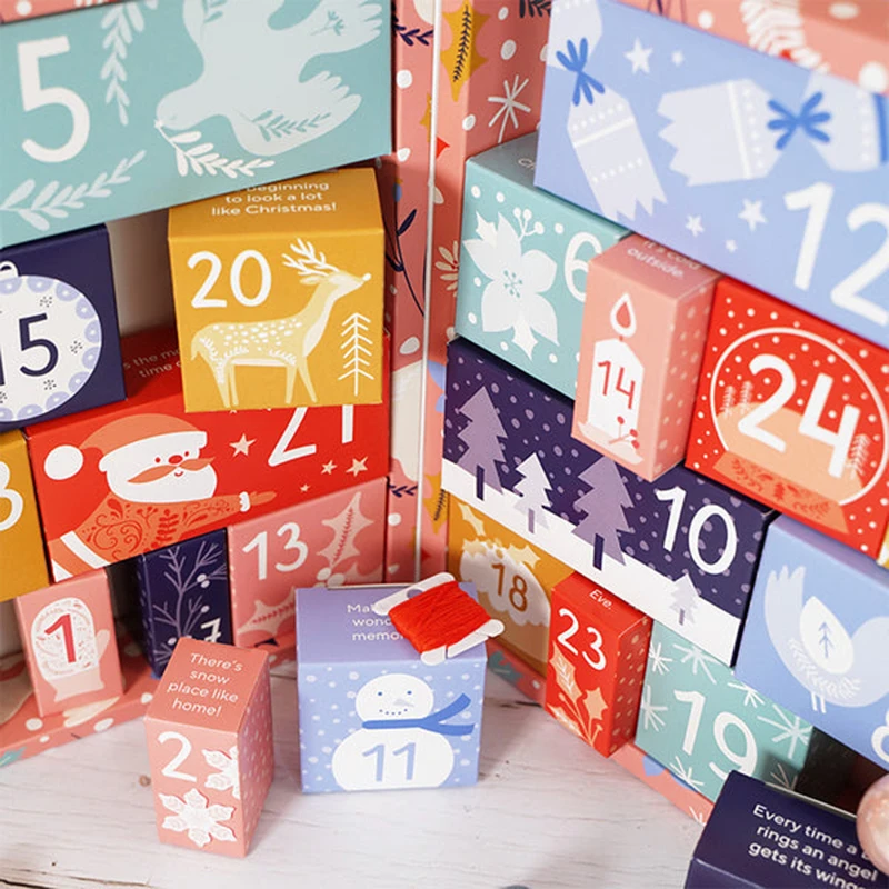 20 0piece.Custom.Custom Paper Packaging Boxes Printing 24 Days Surprise Advent Calendar Box