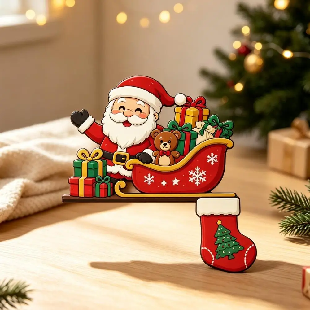 Christmas Corner Door Frame Hanging Ornament Reindeer Gingerbread Man Tree Gift Stocking Xmas Corner Sign Home Wall Decor
