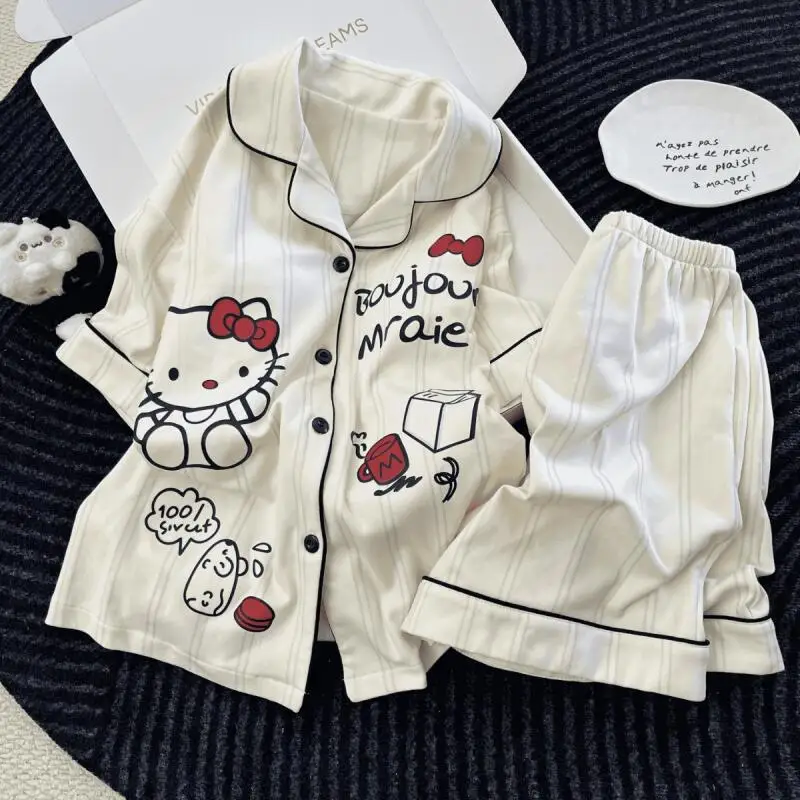 

Korean Fashion Women's Short Sleeved Shorts Pajamas Summer Youth Loose Suit Cartoon Anime Girl Home Clothes Skin Friendly Soft