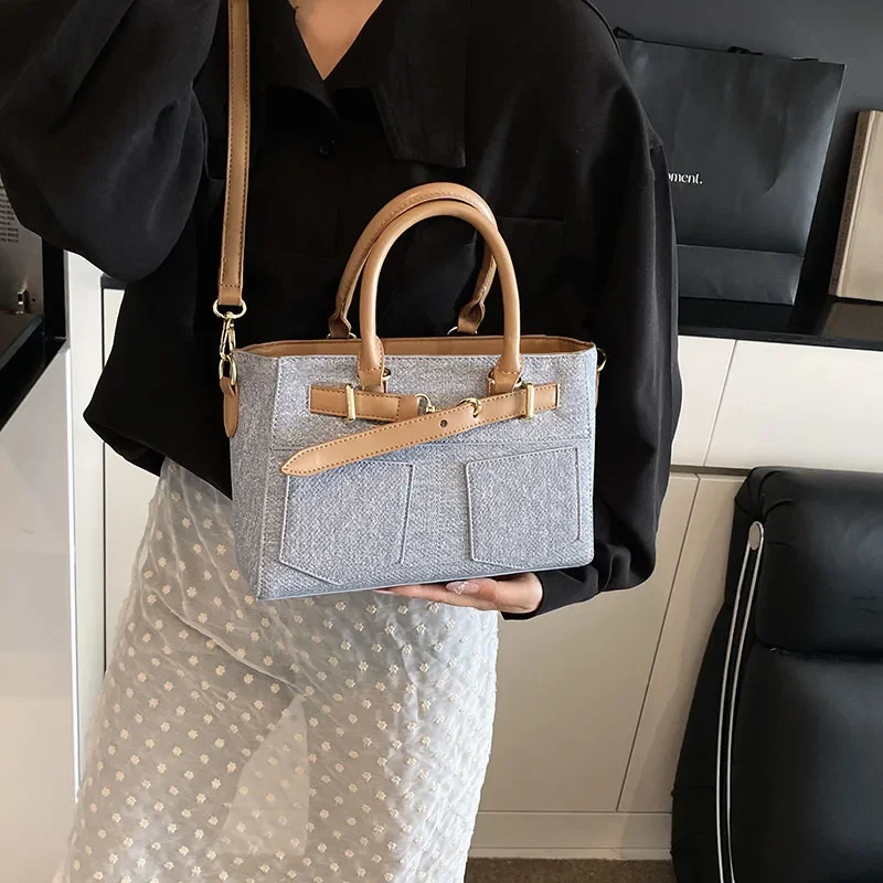 

Luxury-brand Women's Large-capacity Contrast-color Handbag - European-American Fashion Tote Bag, Trendy Shoulder