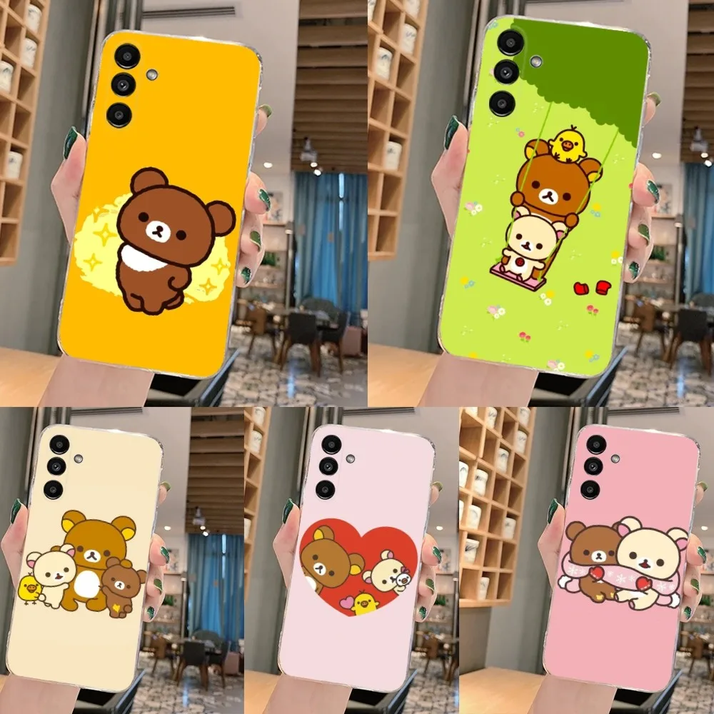 Cute R-Rilakkumas Bear Phone Case For Samsung Galaxy A71,70,52,51,40,31,A50,30S,21S,Note20ultra Transparent Cover