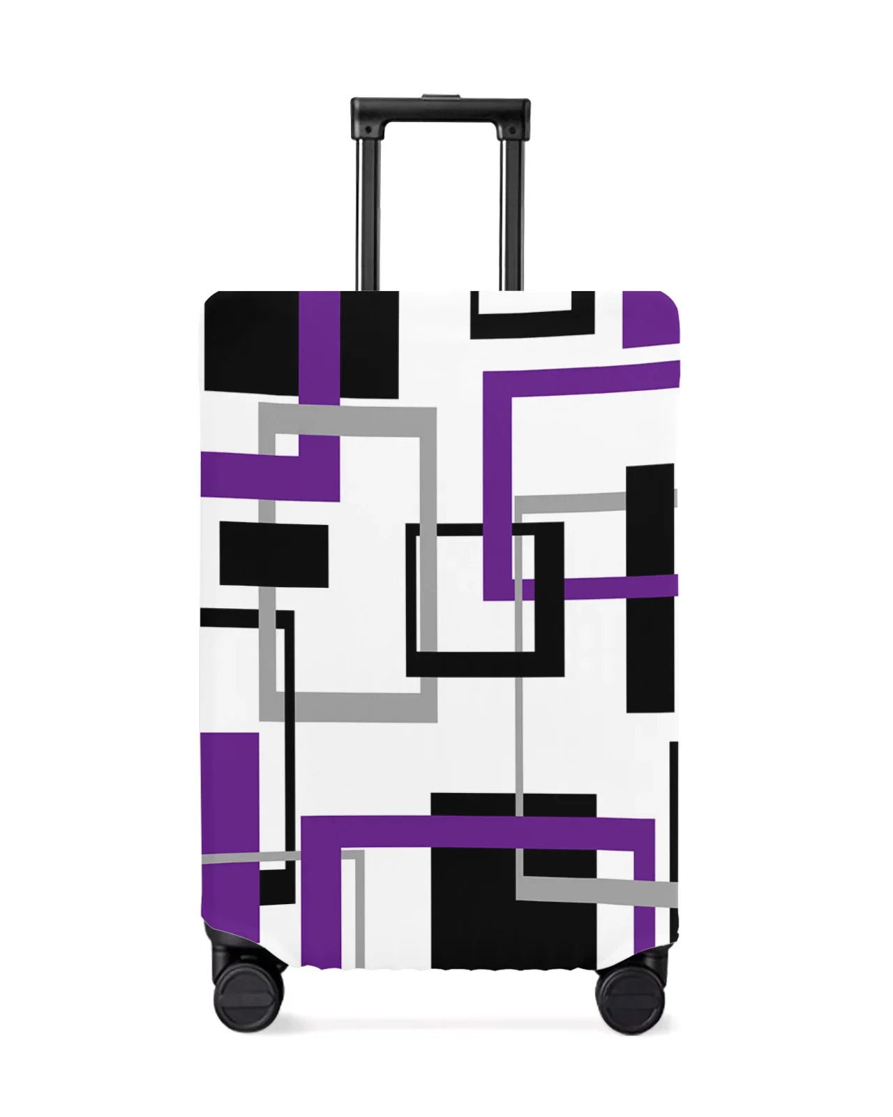 Abstract Geometry Squares Modern Art Black Luggage Cover Stretch Baggage Dust Cover for 18-32 Inch Travel Suitcase Case