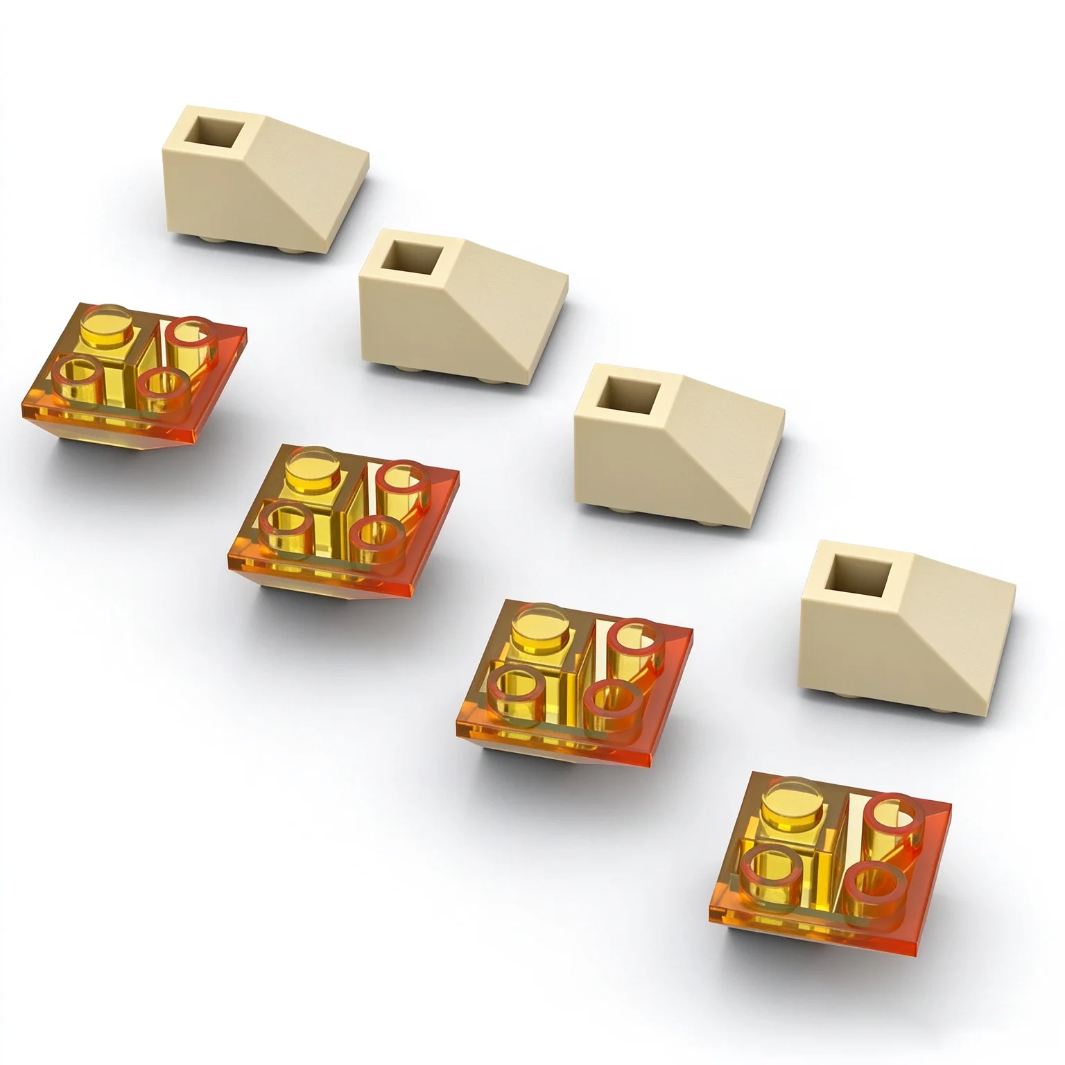 60PCS 3676 Slope Inverted 45° 2x2 Double Convex Block Moc Compatible with Brick DIY Children's Toy