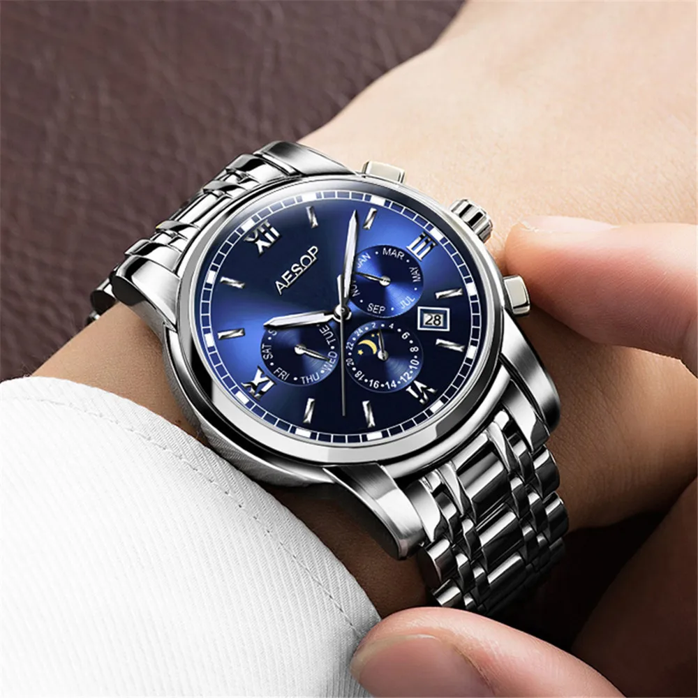 AesopTop Luxury Brand  Reloj Hombre Watch Men Waterproof Luminous Automatic Mechanical Wristwatch Watch Clock Relogio Masculino