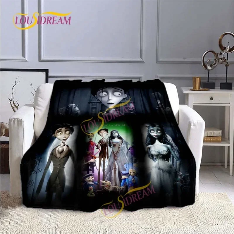 فيلم الرسوم المتحركة تيم بيرتون جثة العروس الحب بطانية المفرش منقوشة السجاد المفرش أريكة المنزل بطانية دافئة بطانية أطفال #3