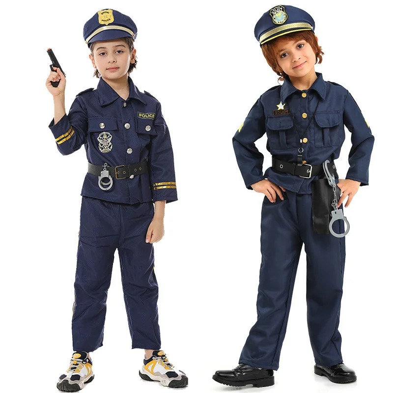 Halloween Children\'s Police Uniform Set Role Play Carnival Costume Party Role Play Police Costume Boy Halloween Costume