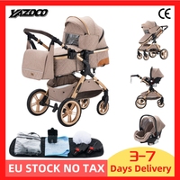 Luxury Baby Stroller 3 in1 Portable Travel Baby Carriage Aluminum Frame Folding Prams High Landscape Car for Newborn Baby BLACK
