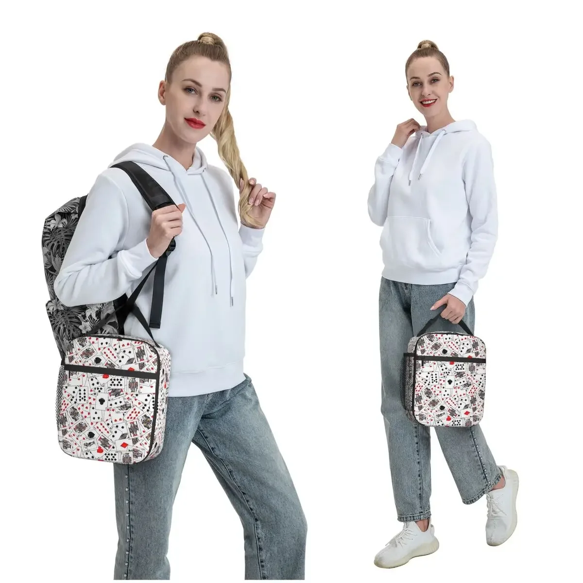 Playing Cards Insulated Lunch Bag for Women Children Portable Food Boxes Thermal Lunch Box Tote