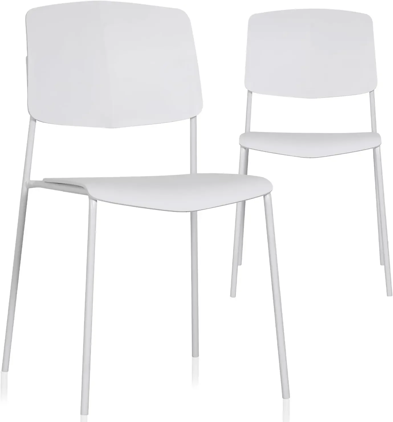 

Modern Stackable Chair, Set of 2 – Armless Plastic Stacking Chairs for Outdoor, Indoor, Dining, Patio, Kitchen, Cafe