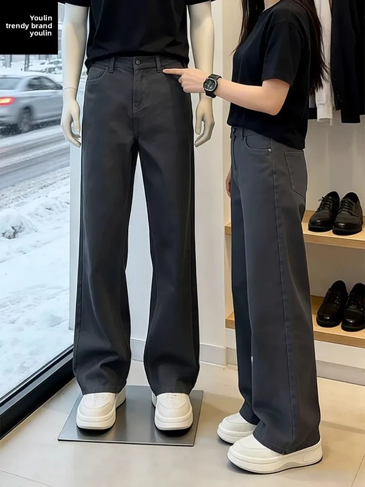 

Deep ey American Straight Leg Men's Jeans Spring Faionable High-End Feeling CleanFit New Tang Flared Pants