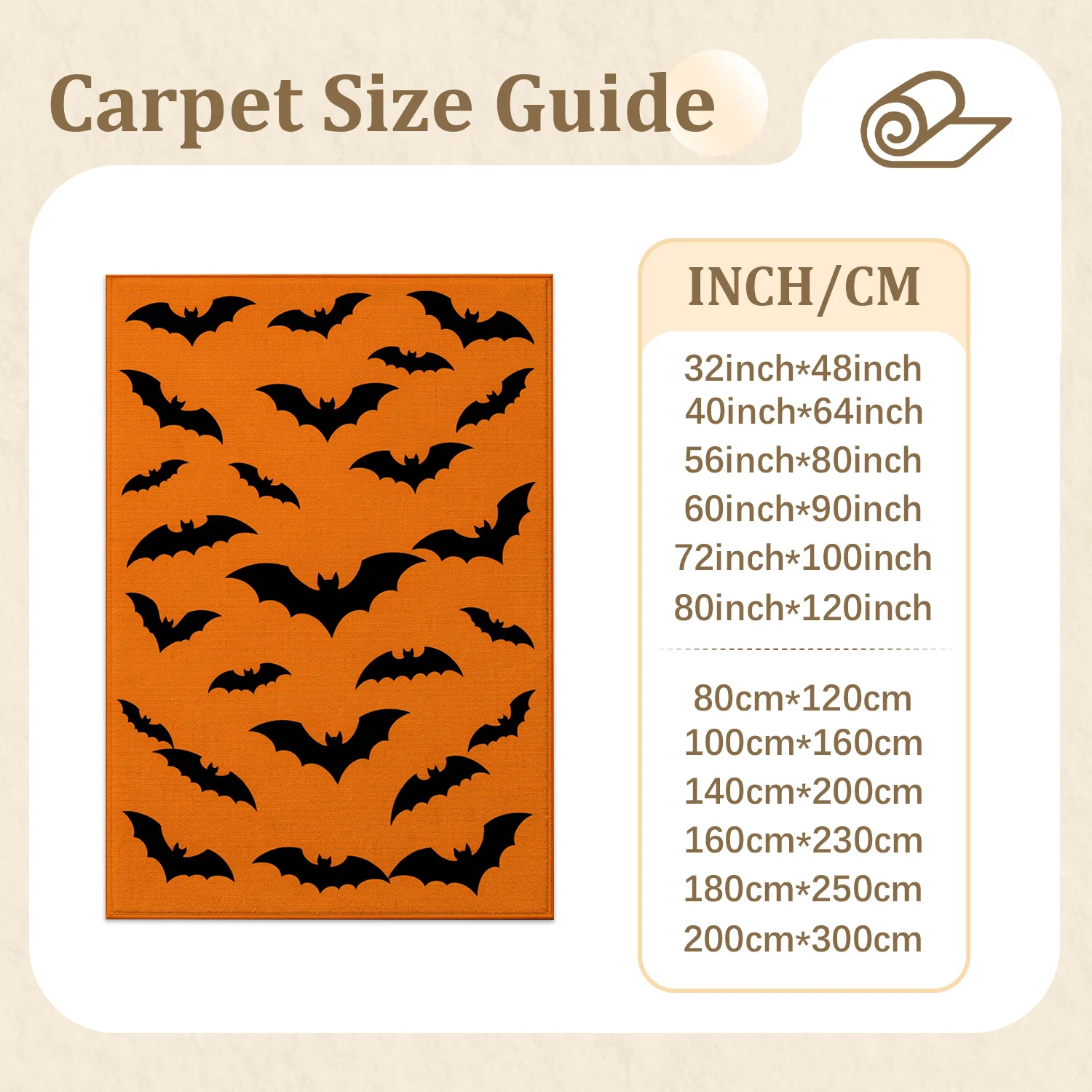 Orange Black Bat Pattern Velvet Door Mat, Machine Washable Decorative Floor Mat for Entryway, Living Room, Kitchen, Perfect for Halloween, Thanksgiving, Christmas, New Year, Black Friday, Cyber Monday Festive Home Decor