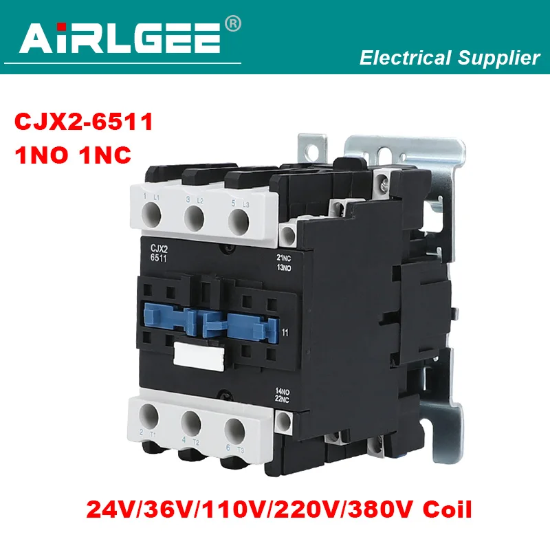 CJX2-6511 AC Contactor 24V/36V/110V/220V/380V Coil Motor Controler 3 Pole 3P 1NO 1NC 660V 37KW
