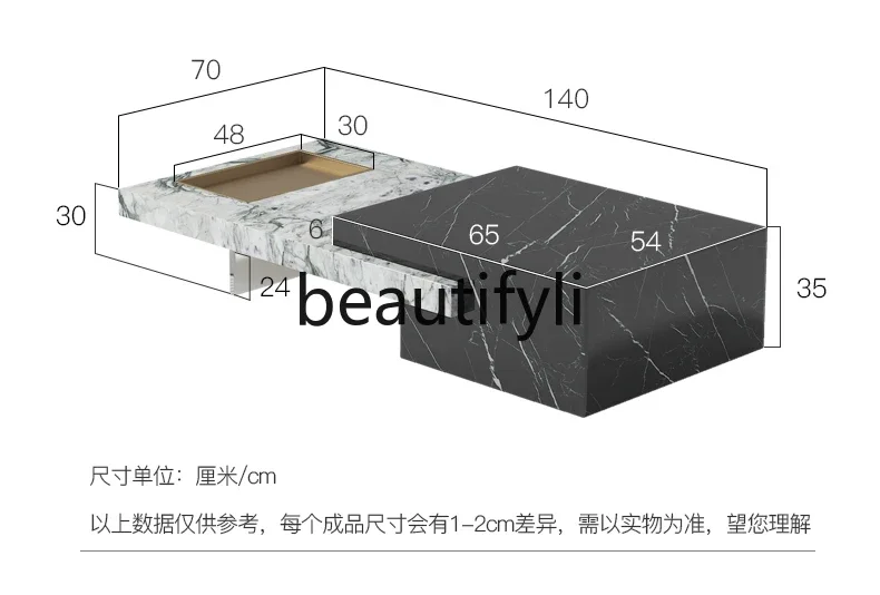 Italian minimalist natural marble acrylic coffee table TV cabinet combination living room designer Nordic wabi G1218