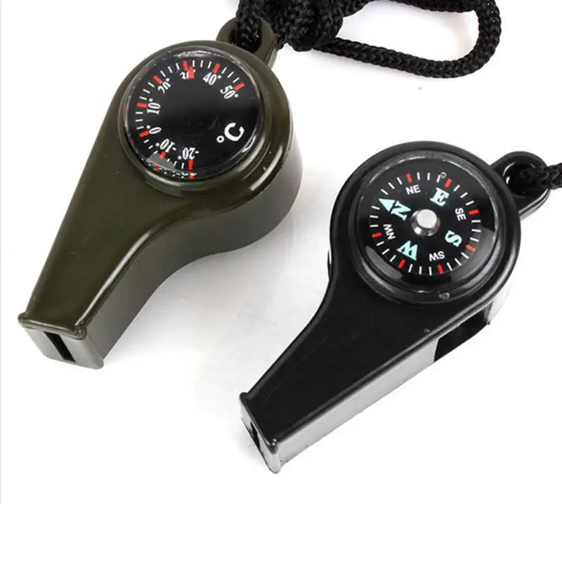 

High Decibel 3in1 Survival Whistle Mutifunction Lightweight Whistles Thermometer Compass For Camping Hiking Outdoor Activities