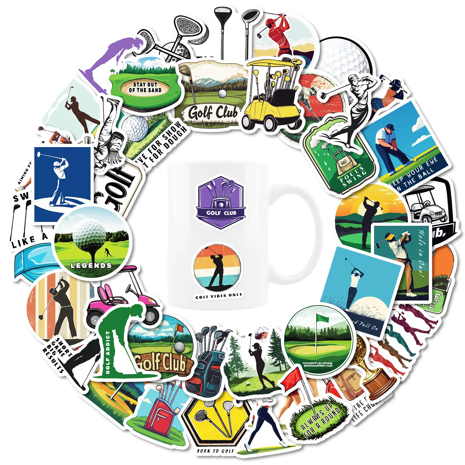 

10/50PCS Golf Outdoor Sports Stickers Cartoon Personalized Creative Doodle Waterproof Decorative Decorative DIY Skateboard Desk