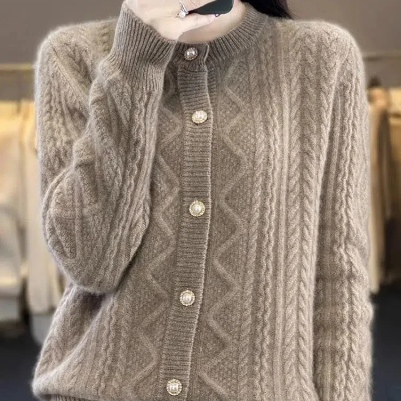 

Fashion Round Neck Long Sleeve Solid Button Sweaters Women's Clothing Loose All-match Knitting Trend Chic Top Autumn Winter New