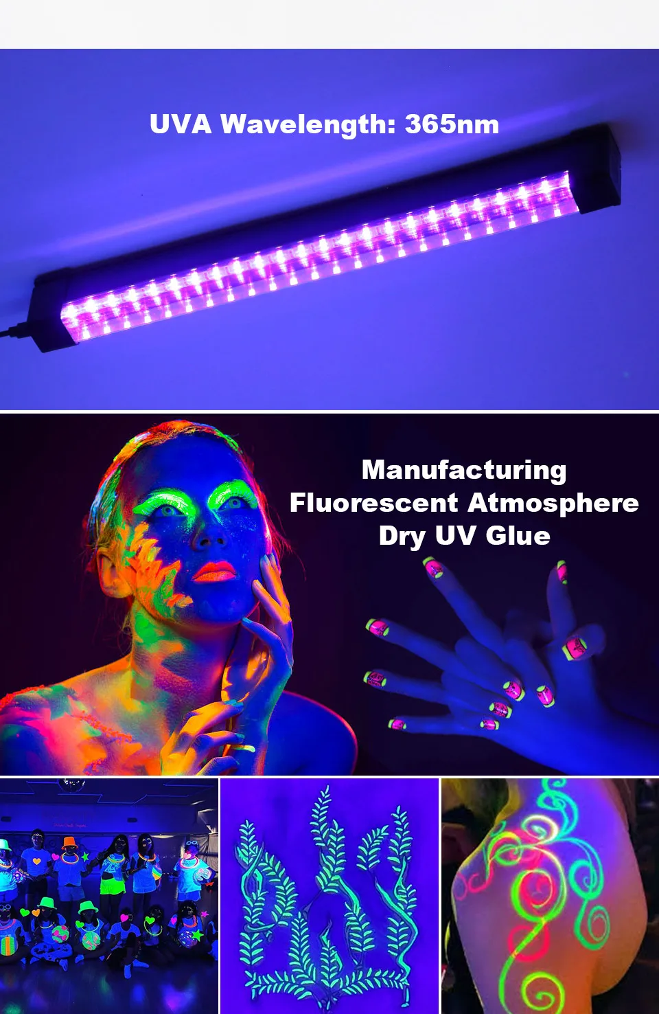 2 Teile/los 5W USB UV LED Schwarz Licht T8 Schwarzlicht Bar 395nm 400nm Fluoreszierende Party Disco T8 rohr UV Streifen Lichter Ultravilet Lampe – Detail 5