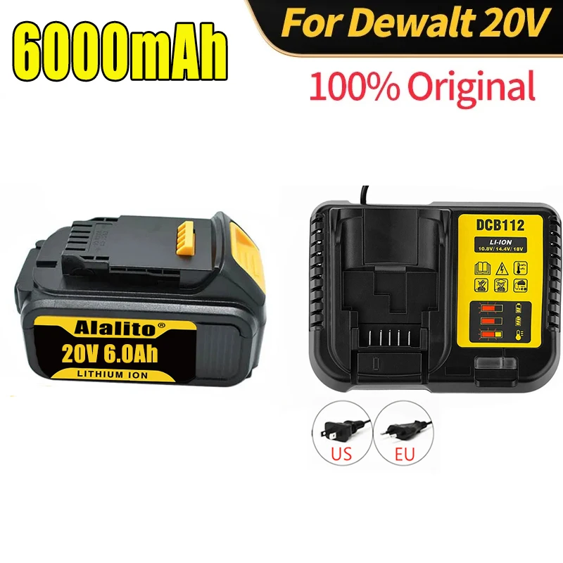 Imagem -04 - Bateria de Substituição de Lítio Original para Dewalt 20v 6000mah 18v Dcb184 Dcb200 Dcb182 Dcb180 Dcb181 Dcb182 Dcb201 Dcb206