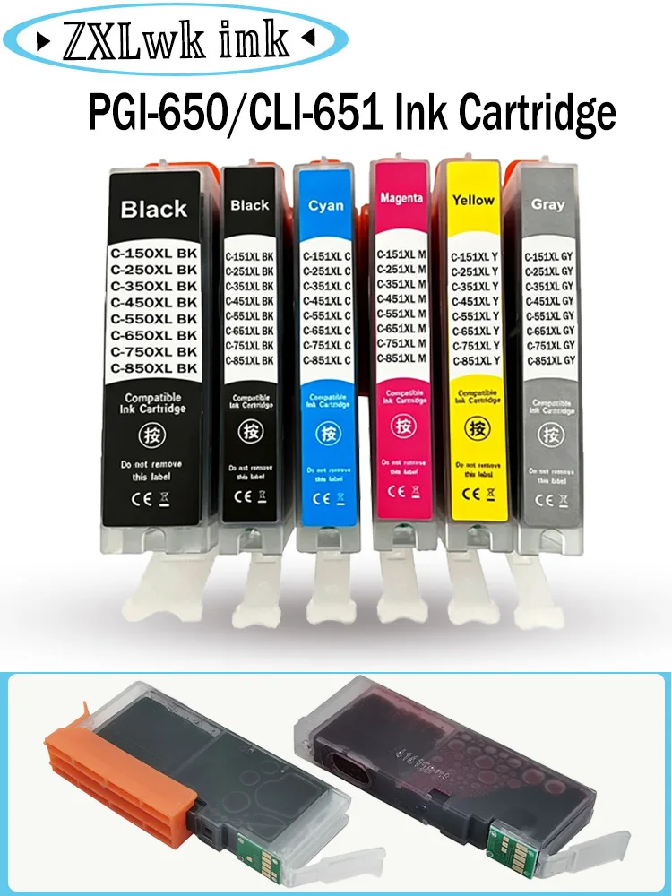 PGI-650 CLI-651 Ink Cartridge for Canon MG5460 MG5560 MG5660 MG6360 MG6460 MG6660 MG7160 Printer PGI 150 250 350 450 550 750 850