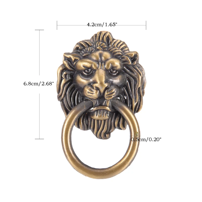 1pc Vintage Brass Lion Head Handle Door Knocker Two Dragons Frolicking Door Handle Animal Head Wooden Door Glass Door Handle