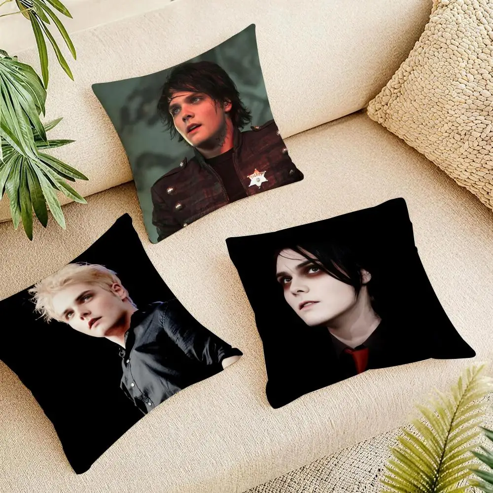 Hot Singer Gerard Way Cushion Cover Short Plush Pillowcase, Washable Wrinkle Resistant Cover for Bedroom Gift