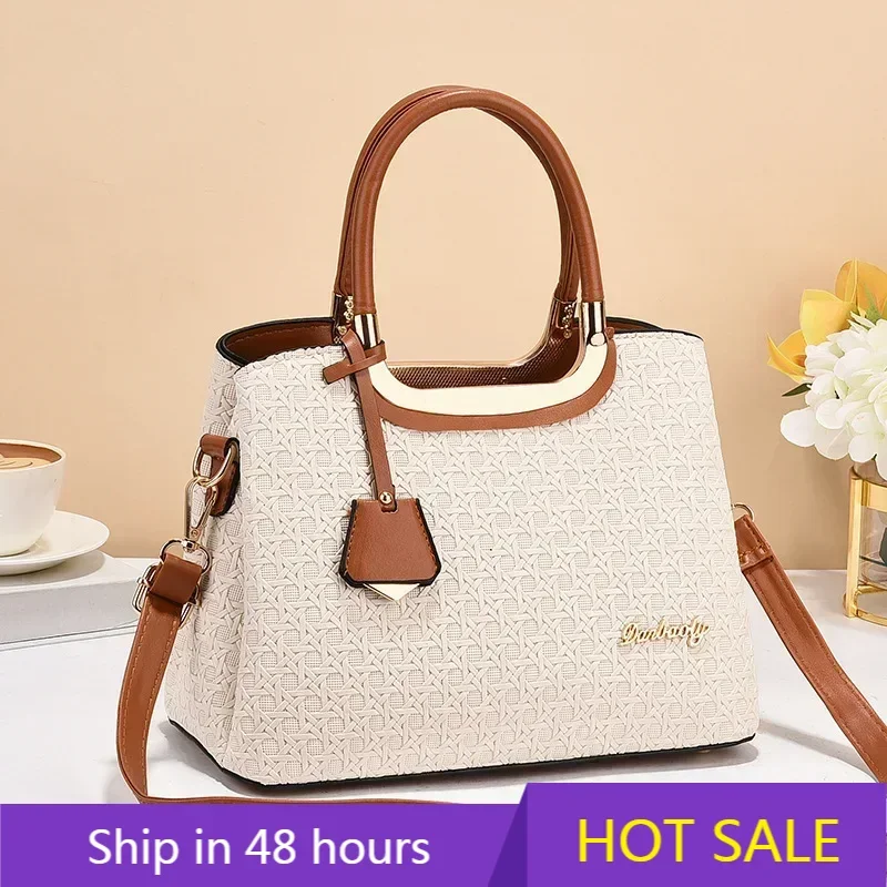 

High Quality Woven Pattern Women'S Handbag Large Capacity Casual Shoulder Bag Classic Retro Crossbody Bag Simple Tote Bag Women