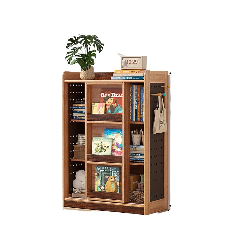 

Детская книжная полка, книжная полка из цельного дерева, бытовая напольная полка, книжный шкаф с раздвижной дверью