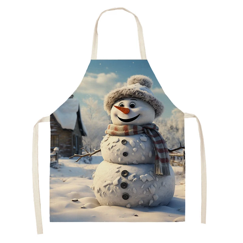 Women's kitchen apron Linen man Children's Big size Child girl Waterproof funny Half Work Coffee art winter Merry Christmas image 5