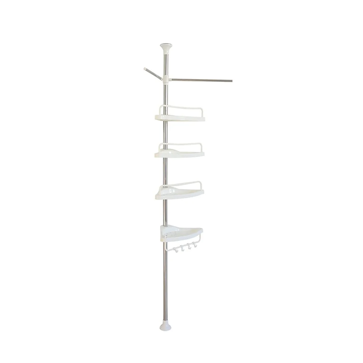 

4 Tier Shower Organizer Shelf Corner Bathroom Organizer Shower Corner Stand Floor To Ceiling Tension Pole Shower