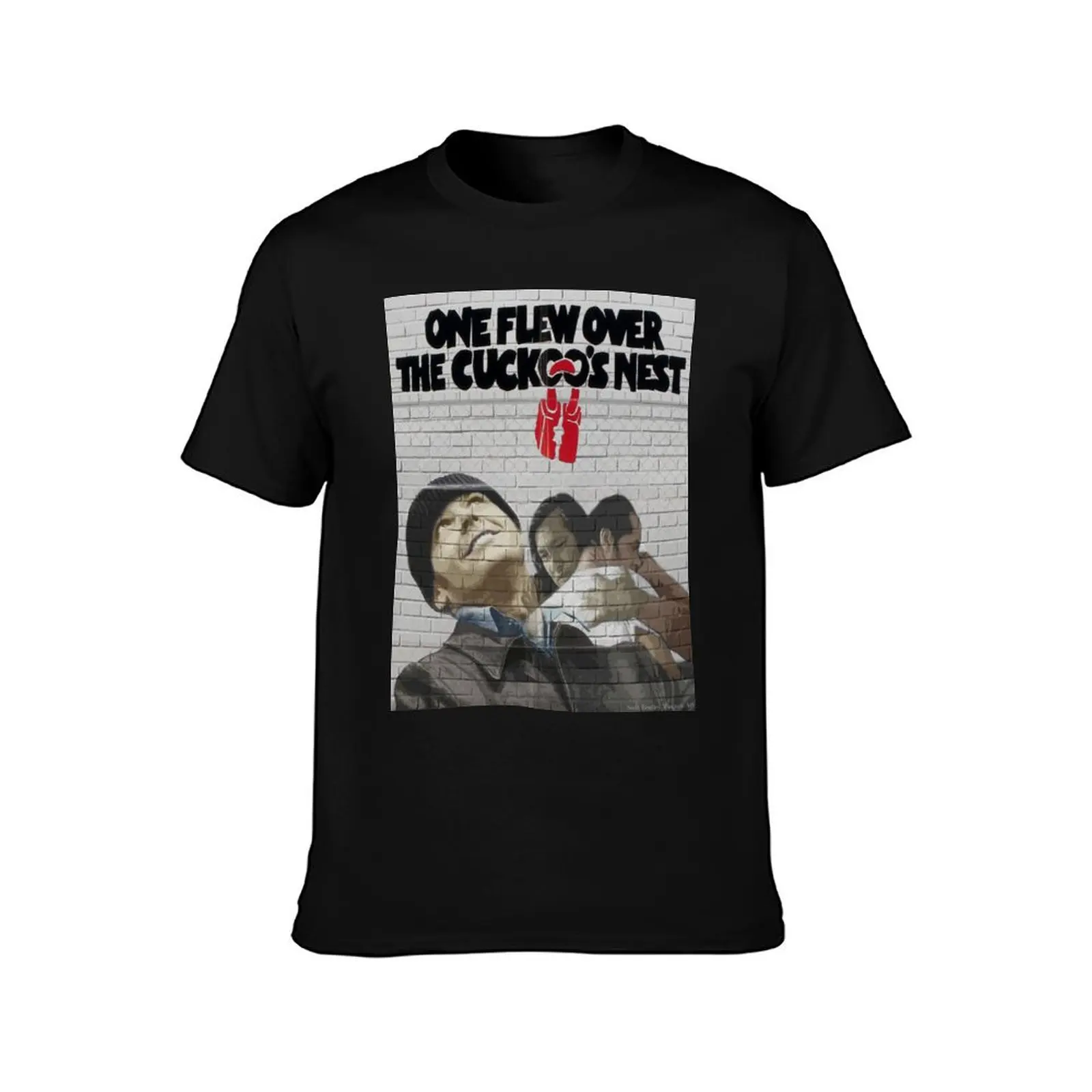 One flew Over the Cuckoos nest- Wall effect art T-Shirt Basic Plain Short Sleeve Crew Neck Tee T-Shirt