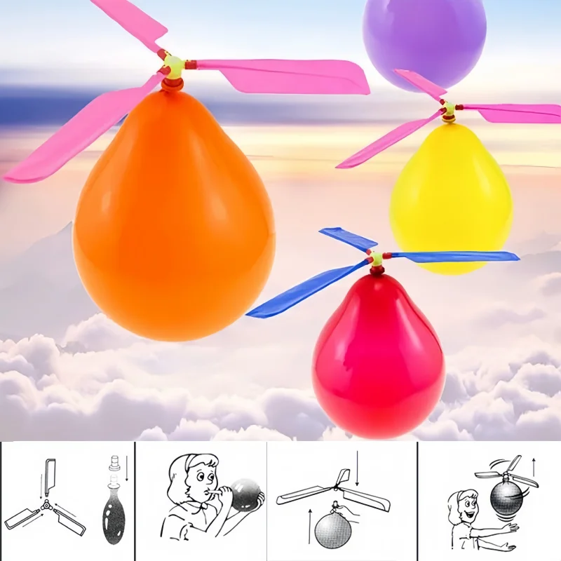 

5Pcs Helicopter Balloons Kids Outdoor Funny Balloon Set Educational Toys Handmade Science Experiment Materials Random Colour